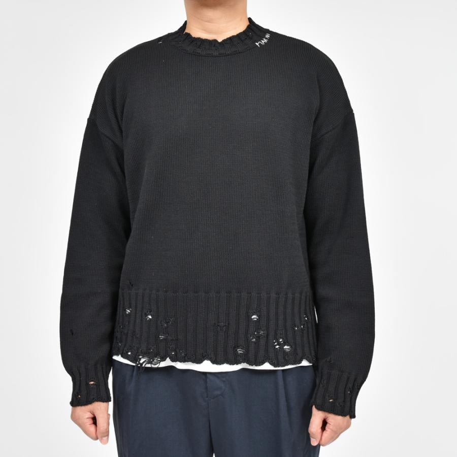 MARNI マルニ コットンダメージクルーネックニット MARNI コットンダメージクルーネックニット46 黒