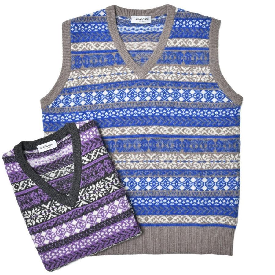 MILA SCHON MILANO（ミラ ショーン ミラノ）ウールカシミアフェアアイルベスト 277-502 16046005052 | 