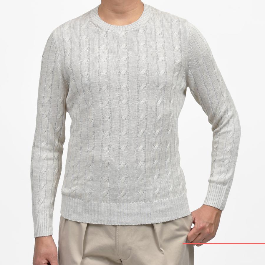 GRAN SASSO（グランサッソ）リネンコットンケーブルクルーネックニット 