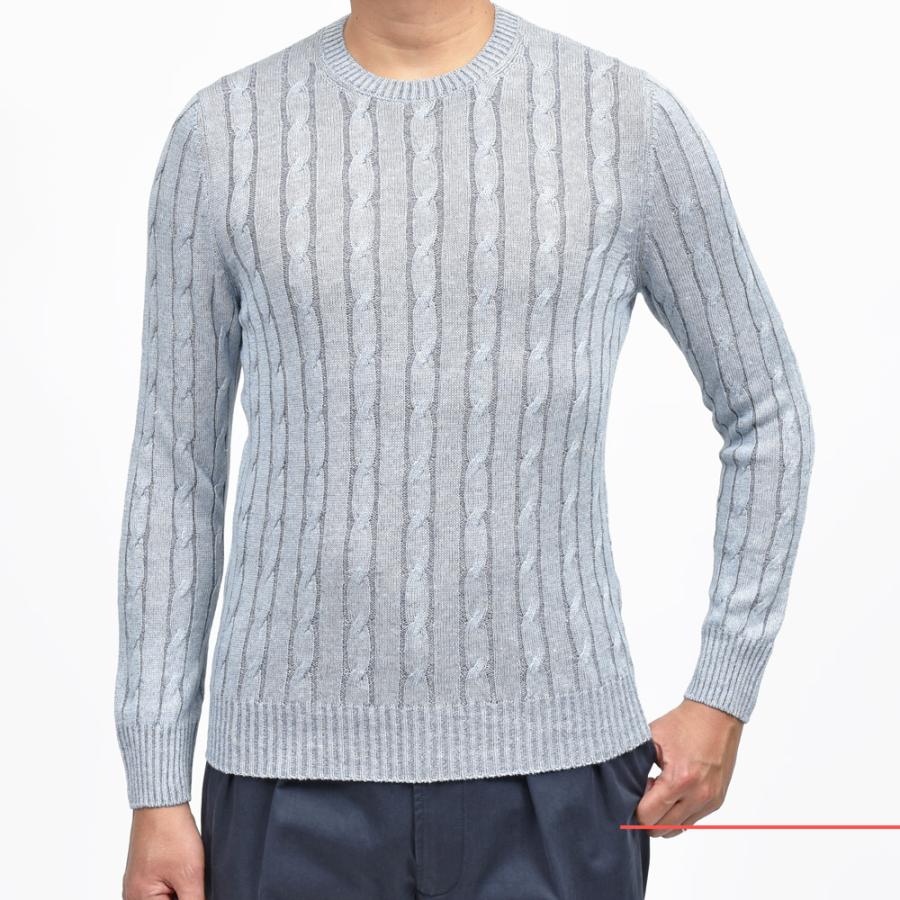 GRAN SASSO（グランサッソ）リネンコットンケーブルクルーネックニット 