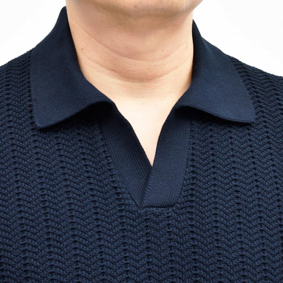 GRAN SASSO（グランサッソ）オーガニックコットンジャガードS/Sスキッパーニットポロ 23139/18068 16061002035の画像