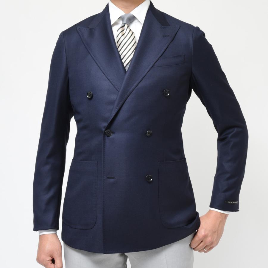 【SALE10％】guji（グジ）SUPER150'sウールホップサックソリッド6Bダブルジャケット (MADE BY RING JACKET)【オールシーズン】17022204028の画像