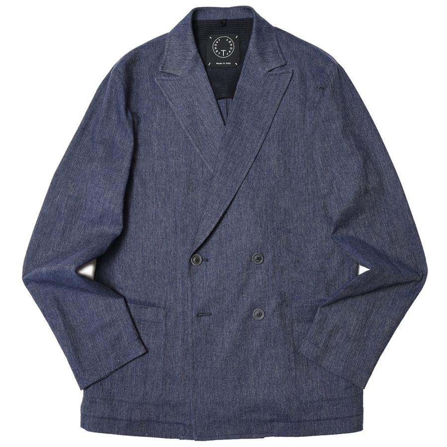 T-JACKET（ティージャケット）ストレッチデニムライクコットンリネン4Bダブルジャケット 81010008 17035000065 | 