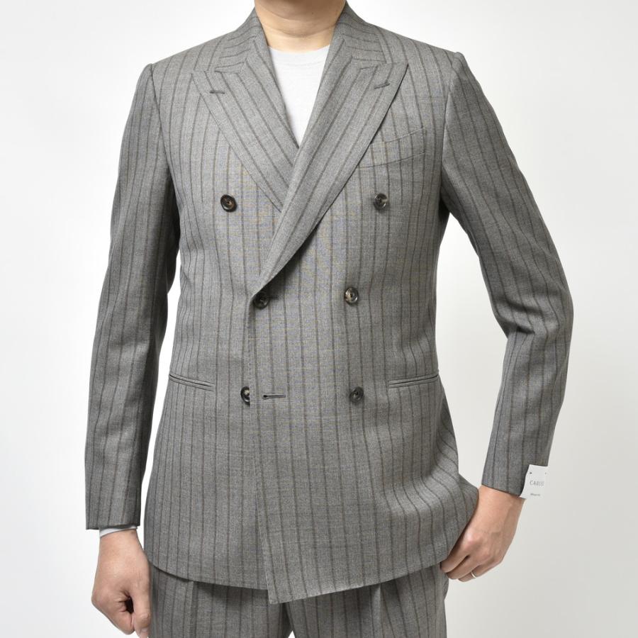 【SALE40％】CARUSO（カルーゾ）NORMAノルマ ウールメランジトロピカルチョークストライプ2Bジャケット LN2JD611A/508227 17041001025の画像