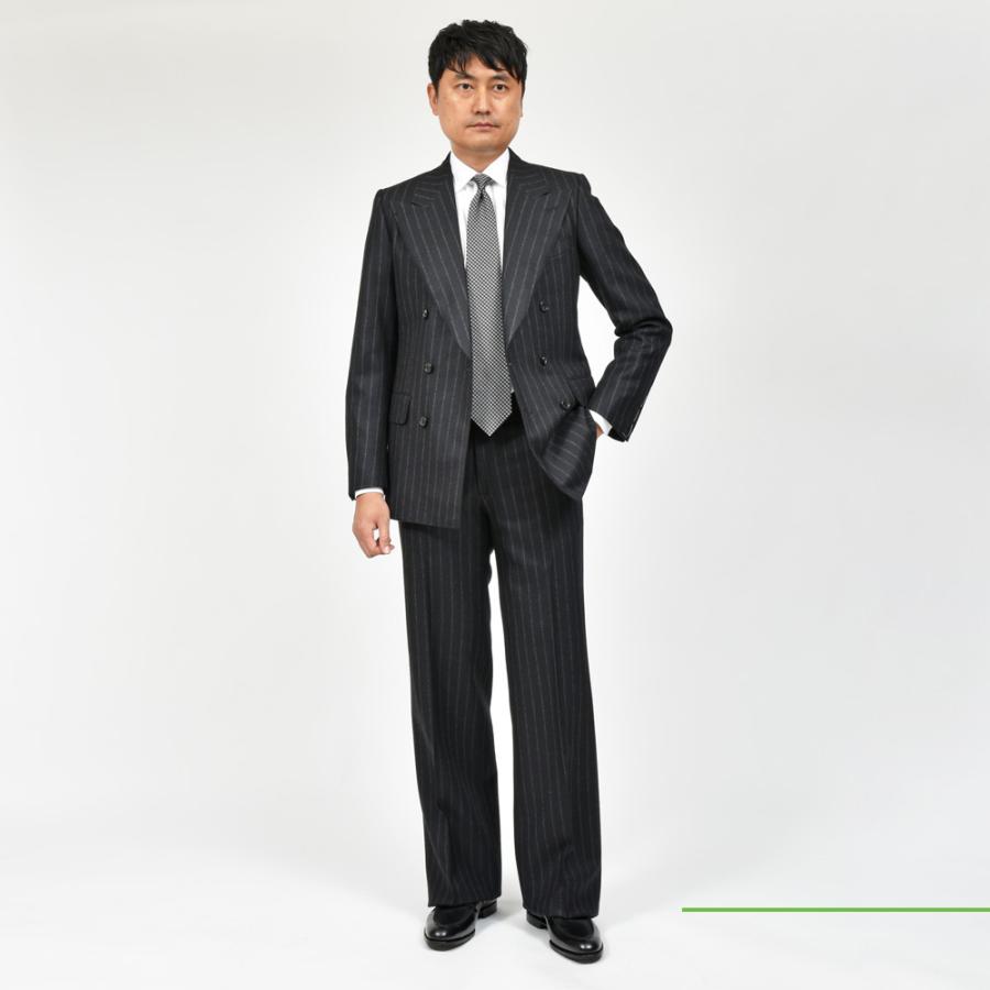 HUSBANDS（ハズバンズ）ウールフランネルチョークストライプ6Bダブル 