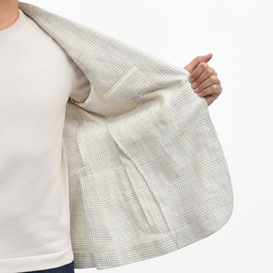 CARUSO（カルーゾ）BUTTERFLYバタフライ リネンウールライトツィードグレンチェック2Bジャケット FLY2CM204Z 17051005025の画像