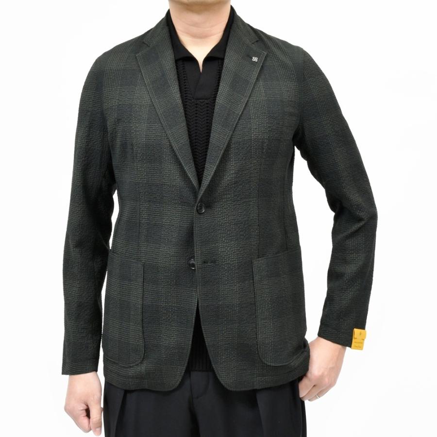 TAGLIATORE（タリアトーレ）LIGHTライト ストレッチウールシアサッカーチェック2Bジャケット 120194 17061017054の画像