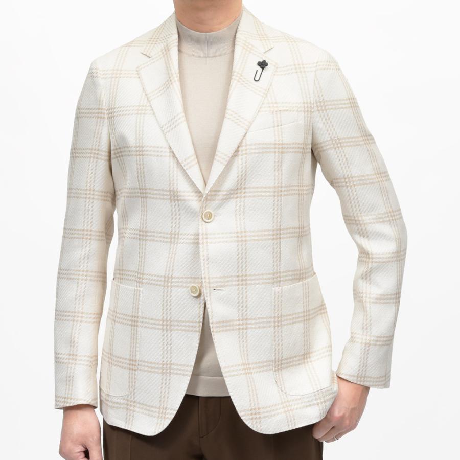 LARDINI（ラルディーニ）ROMAローマ コットンリネンライトツィードウィンドーペーン2Bジャケット 6116-A6202Q6511 17065003109の画像