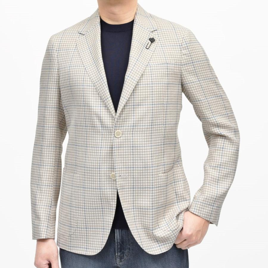 LARDINI（ラルディーニ）ROMAローマ コットンリネンライトツィードオーバーチェック2Bジャケット 6116-A6202Q6512 17065004109の画像