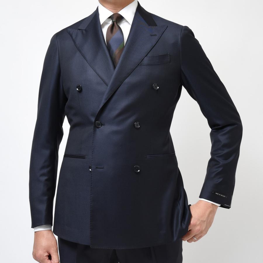 【SALE10％】guji（グジ）SUPER150'sウールソリッド6B1プリーツダブルスーツ (MADE BY RING JACKET / LoroPianaファブリック使用)【オールシーズン】17122200028の画像