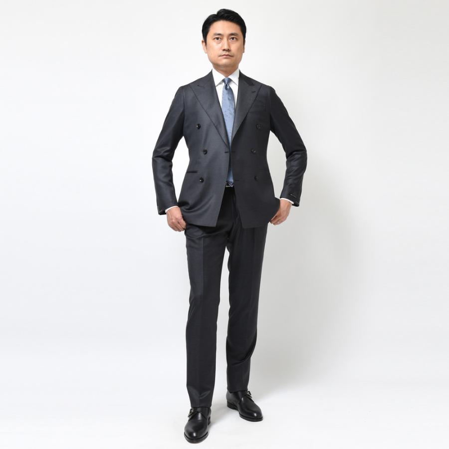 【SALE10％】guji（グジ）SUPER150'sウールソリッド6B1プリーツダブルスーツ (MADE BY RING JACKET / LoroPianaファブリック使用)【オールシーズン】17122201028の画像