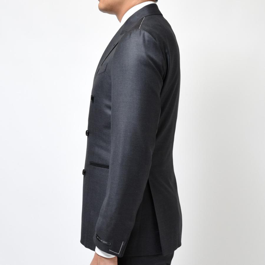 【SALE10％】guji（グジ）SUPER150'sウールソリッド6B1プリーツダブルスーツ (MADE BY RING JACKET / LoroPianaファブリック使用)【オールシーズン】17122201028の画像