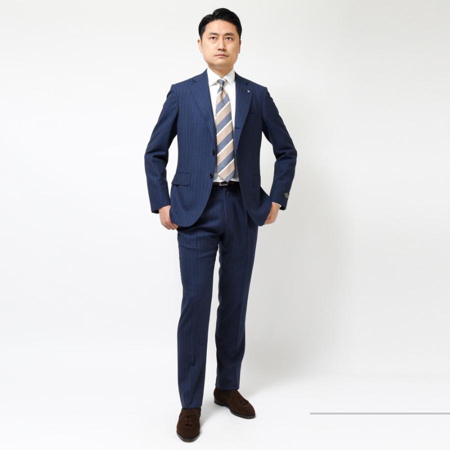 Belvest（ベルベスト）ウールオルタネイトストライプ3B1プリーツスーツ