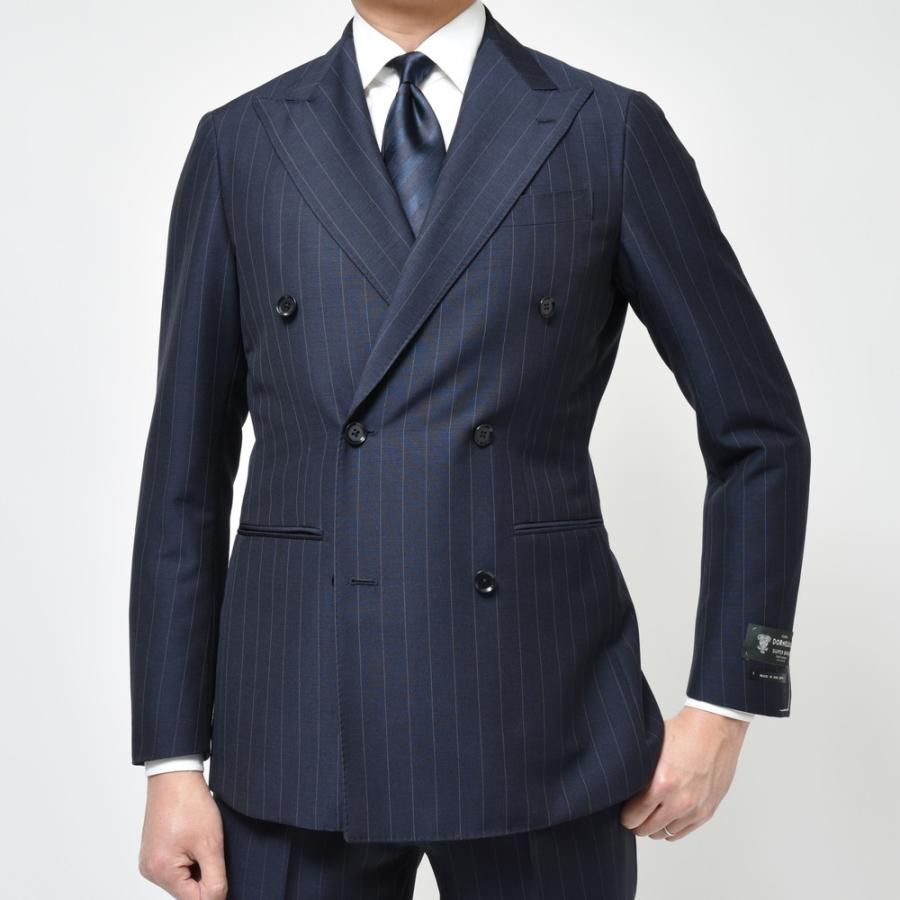 【SALE30％】guji（グジ）SUPER BRIOスーパーブリオ キッドモヘアウールピンストライプ6B1プリーツダブルスーツ(MADE BY RING JACKET / DORMEUIL使用) 【春/夏】の画像