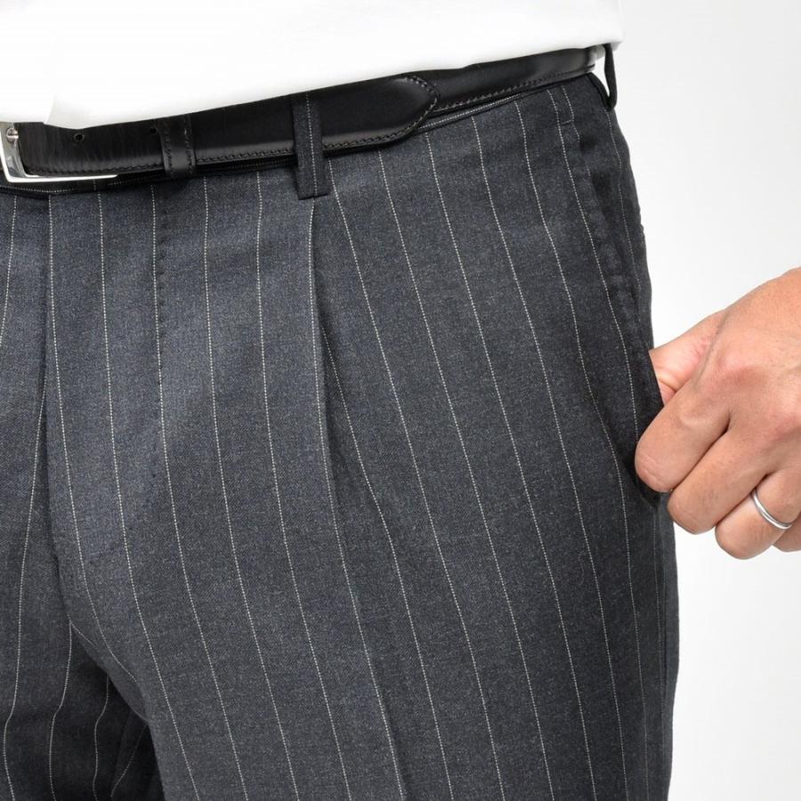 guji（グジ）SUPER 110'sウールサージピンストライプ3B1プリーツスーツ (MADE BY RING JACKET / VITALE BARBERIS CANONICOファブリック使用)【春/秋/冬】の画像