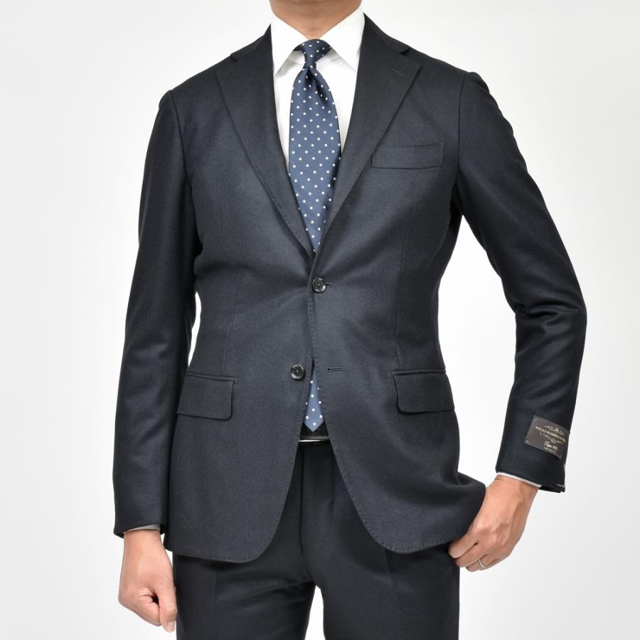 guji（グジ）SUPER 110'sウールサージピンストライプ3B1プリーツスーツ (MADE BY RING JACKET / VITALE BARBERIS CANONICOファブリック使用)【春/秋/冬】の画像