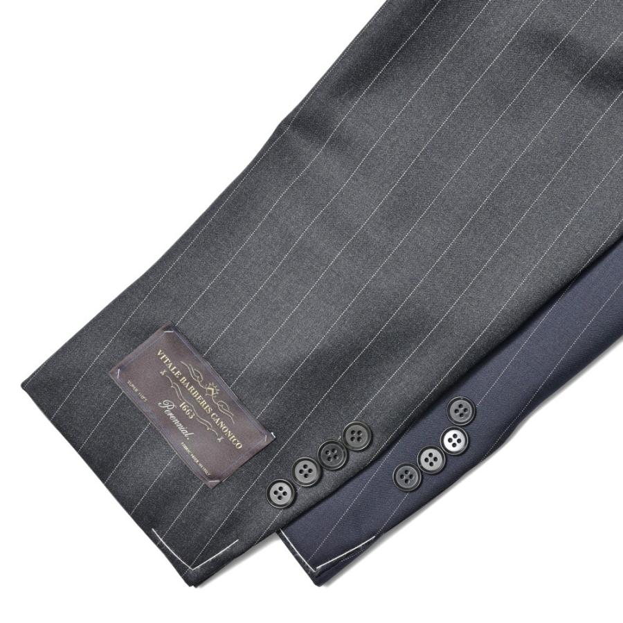 guji（グジ）SUPER 110'sウールサージピンストライプ3B1プリーツスーツ (MADE BY RING JACKET / VITALE BARBERIS CANONICOファブリック使用)【春/秋/冬】の画像