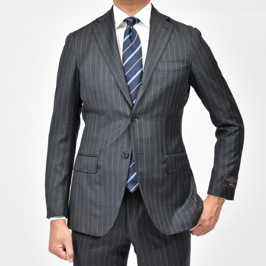 guji（グジ）SUPER 110'sウールサージピンストライプ3B1プリーツスーツ (MADE BY RING JACKET / VITALE BARBERIS CANONICOファブリック使用)【春/秋/冬】の画像