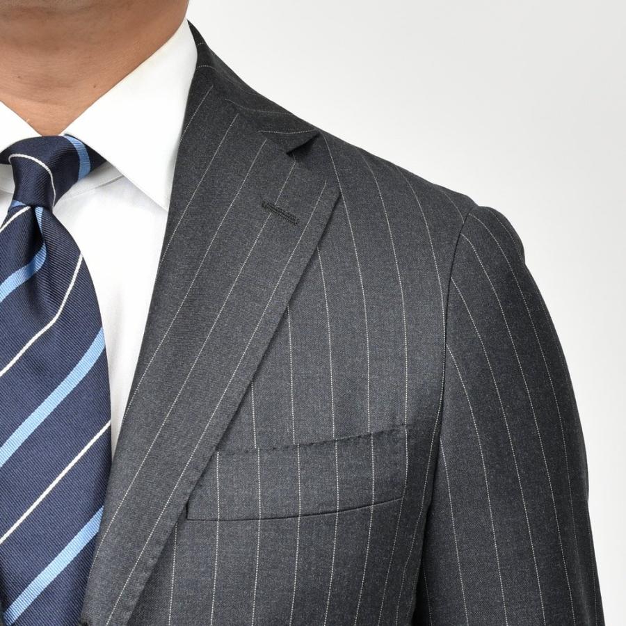 guji（グジ）SUPER 110'sウールサージピンストライプ3B1プリーツスーツ (MADE BY RING JACKET / VITALE BARBERIS CANONICOファブリック使用)【春/秋/冬】の画像