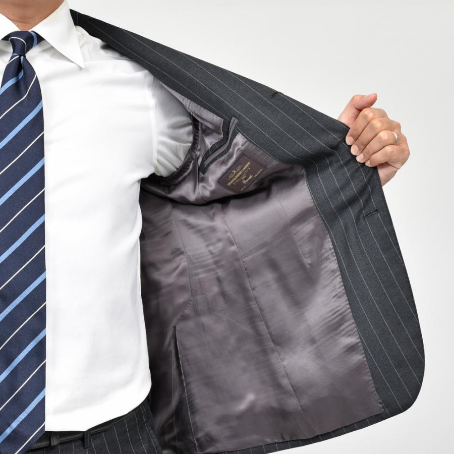 guji（グジ）SUPER 110'sウールサージピンストライプ3B1プリーツスーツ (MADE BY RING JACKET / VITALE BARBERIS CANONICOファブリック使用)【春/秋/冬】の画像