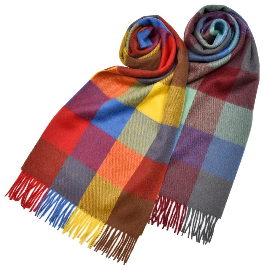 Joshua Ellis（ジョシュア エリス）カシミアブロックチェックマフラー