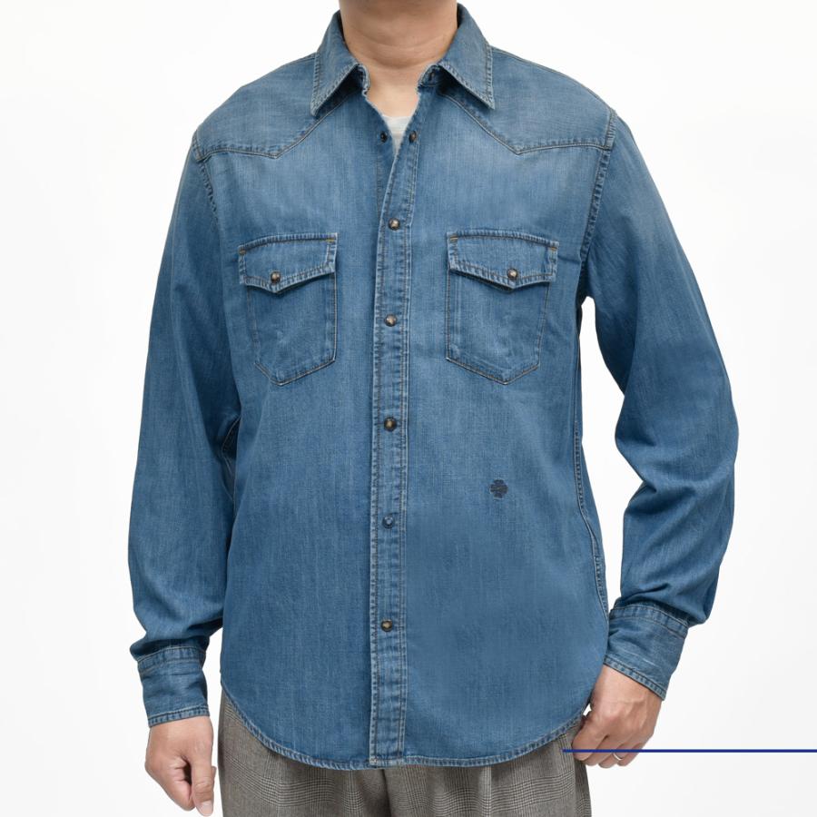 JACOB COHEN（ヤコブコーエン）ウォッシュドコットンデニムウエスタンシャツ 226-41404 51056001052の画像