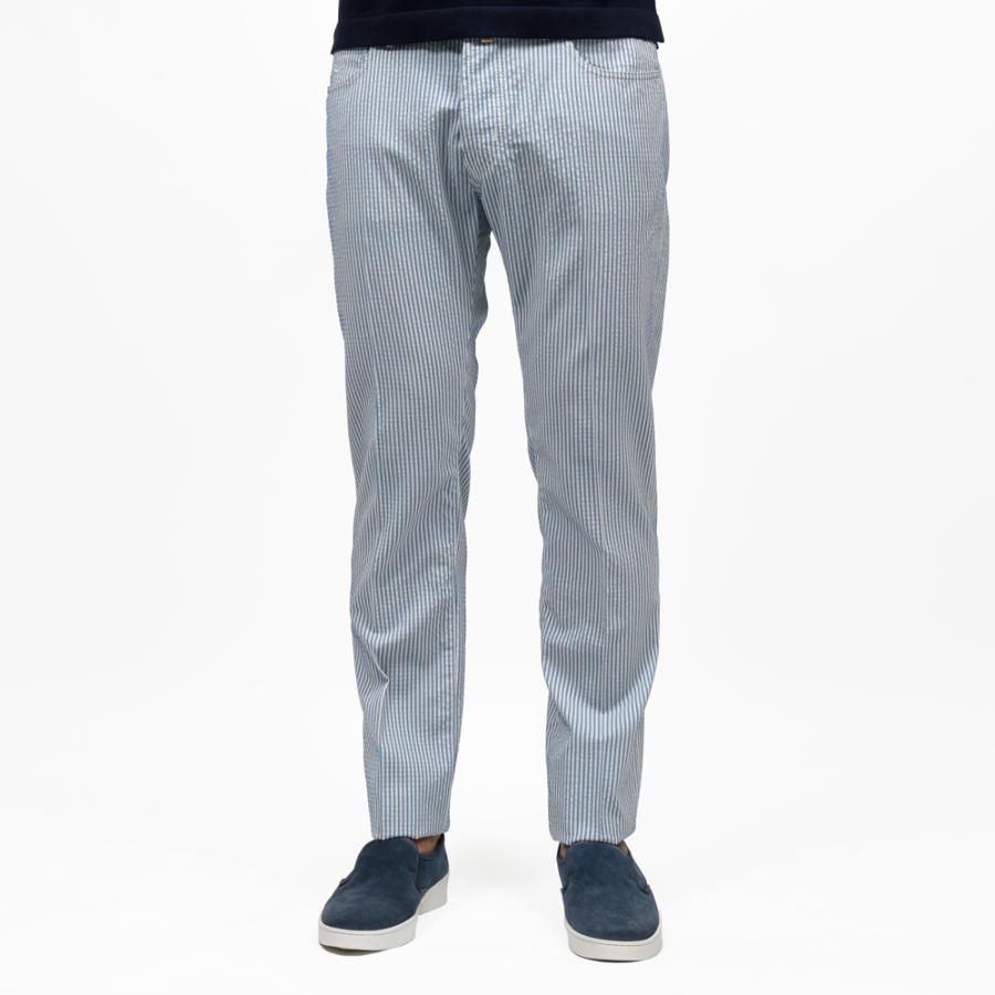 JACOB COHEN（ヤコブコーエン）BARDバード Resort Collection ウールシアサッカースリムテーパードストライプパンツ 226-52942 53065022052の画像