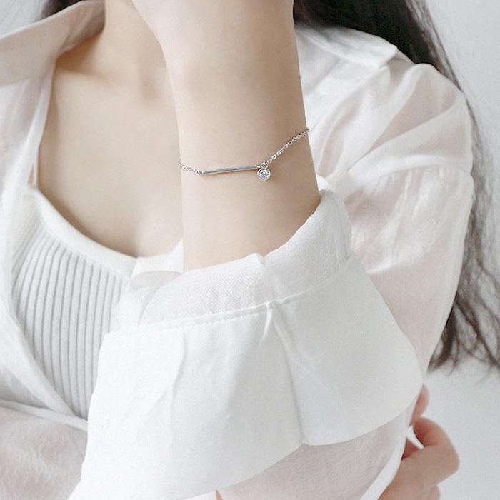 アンクレット レディース 一粒 ブレスレット シンプル プラチナ 仕上 シルバー925 アクセサリー  プレゼント女性 彼女 妻 嫁の画像