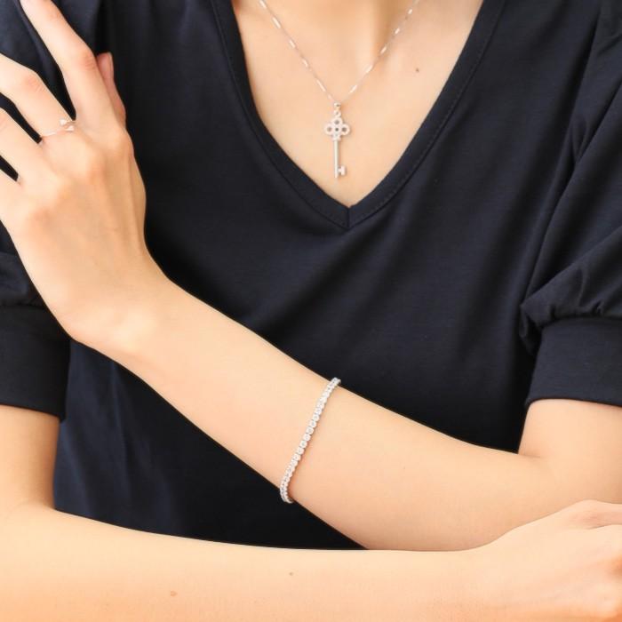 テニスブレスレット レディース ハーフエタニティブレスレット 計3.1カラット  プレゼント女性 彼女 妻 嫁の画像
