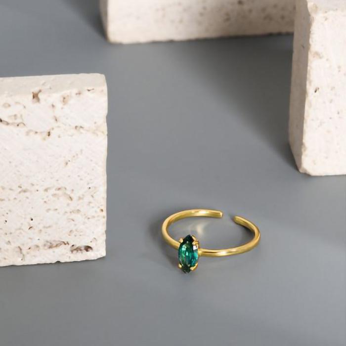 gulamu jewelry 指輪 レディース 一粒 マーキスカット エメラルド 