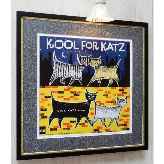 ディック・カッツ/50s ブリット・ジャズ 名盤LPジャケ・ポスター 額付/Dick Katz Kool For Katz/猫 ジャケ/かわいい/Jazz Cats/おしゃれ