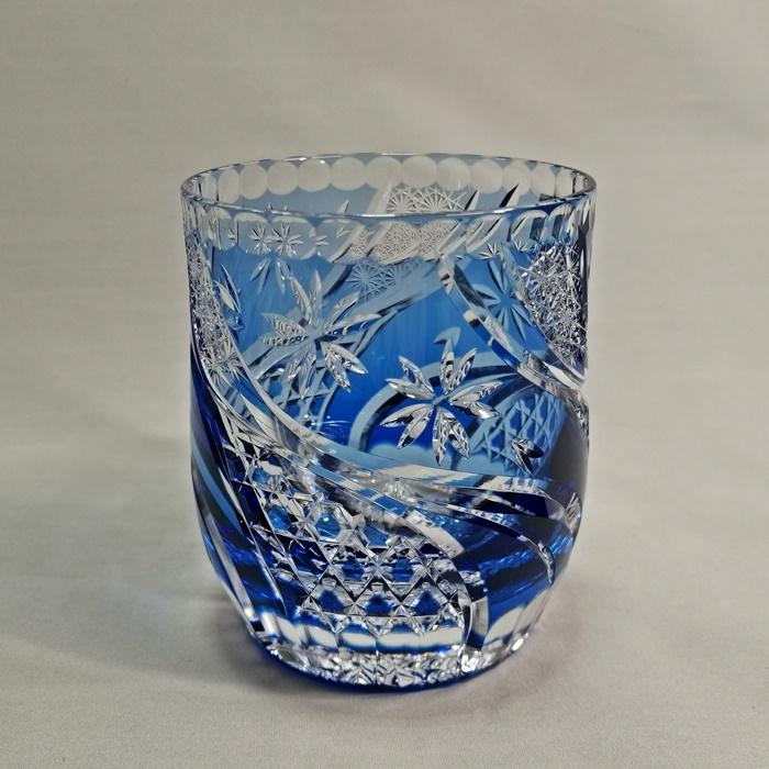 KAGAMI 江戸切子 ロックグラス〈桜流〉青 : ぐんきんNET-SHOP KAGAMI 江戸切子 ロックグラス〈桜流〉青 : ぐんきんNET-SHOP