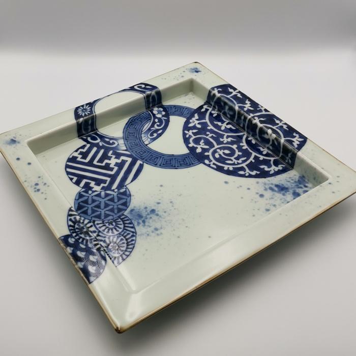 有田 福泉窯 地紋変り丸紋 正角盛皿 : ぐんきんNET-SHOP - 通販