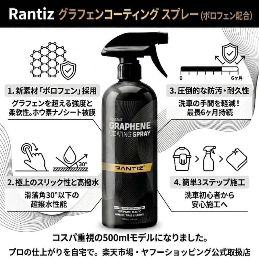 車 コーティング剤 グラフェンコーティング スプレー RANTIZ 500ml