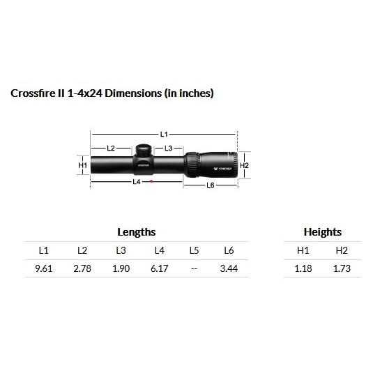 実物 VORTEX Crossfire II 1-4x24 V-Brite (MOA) Reticle | 30mm Tube