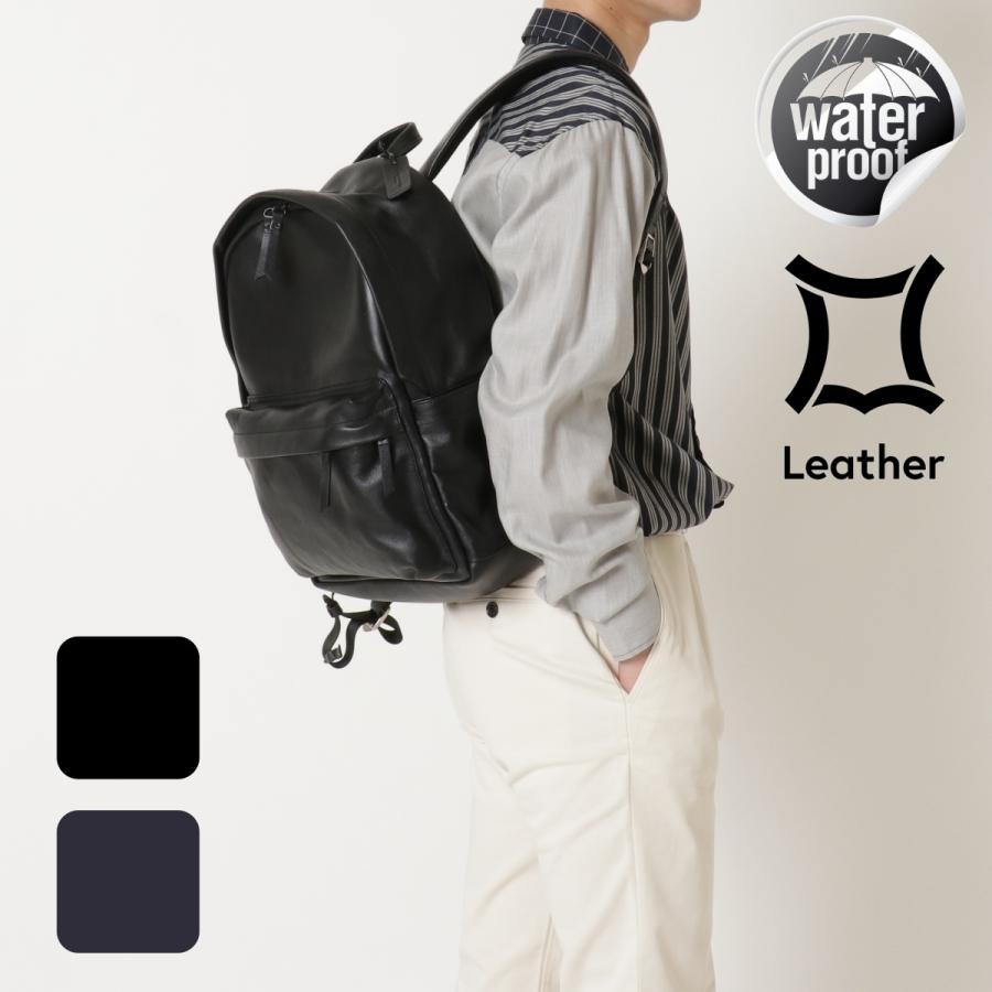 本革 防水 撥水 レザー リュック デイパックM 肩掛け バッグ : Genuine