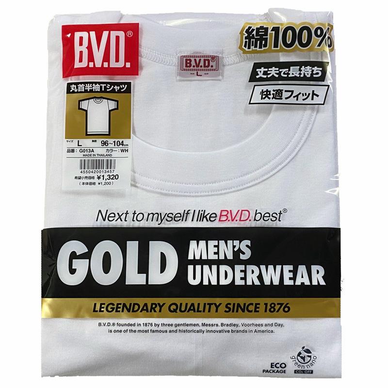B.V.D BVD 丸首半袖Tシャツ 4枚セット GOLD G013BK4 B.V.D. : インナー