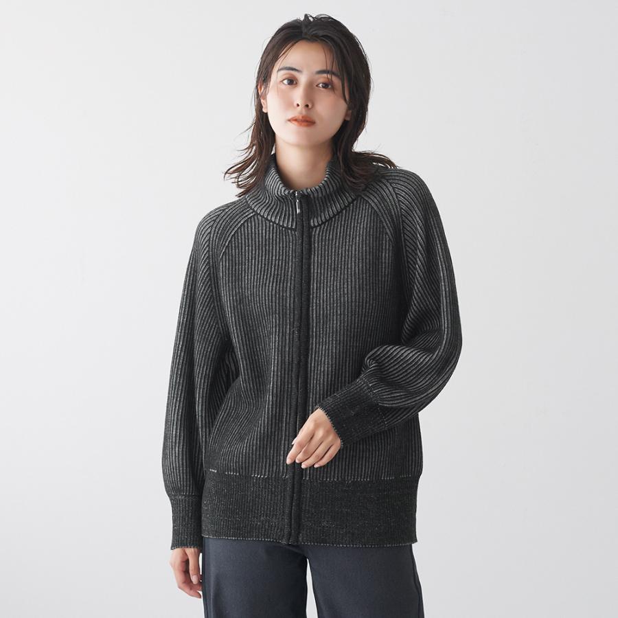 GUNZE（グンゼ） リブ編みニット ブルゾン 秋 冬 レディース ゆったり