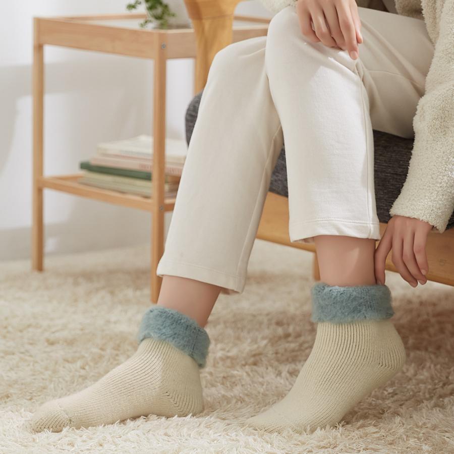 UCHI-COLLE（ウチコレ） グンゼ ルームソックス 裏起毛 無地 折返し