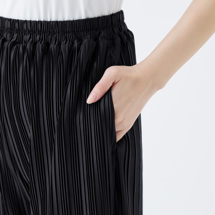 GUNZE（グンゼ） ワイドパンツ レディース プリーツ フリーカット シワ