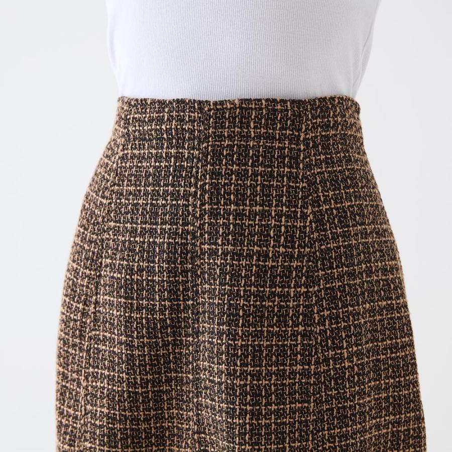 Tuche グンゼ 洗える ツイード フレア ロング スカート レディース 秋