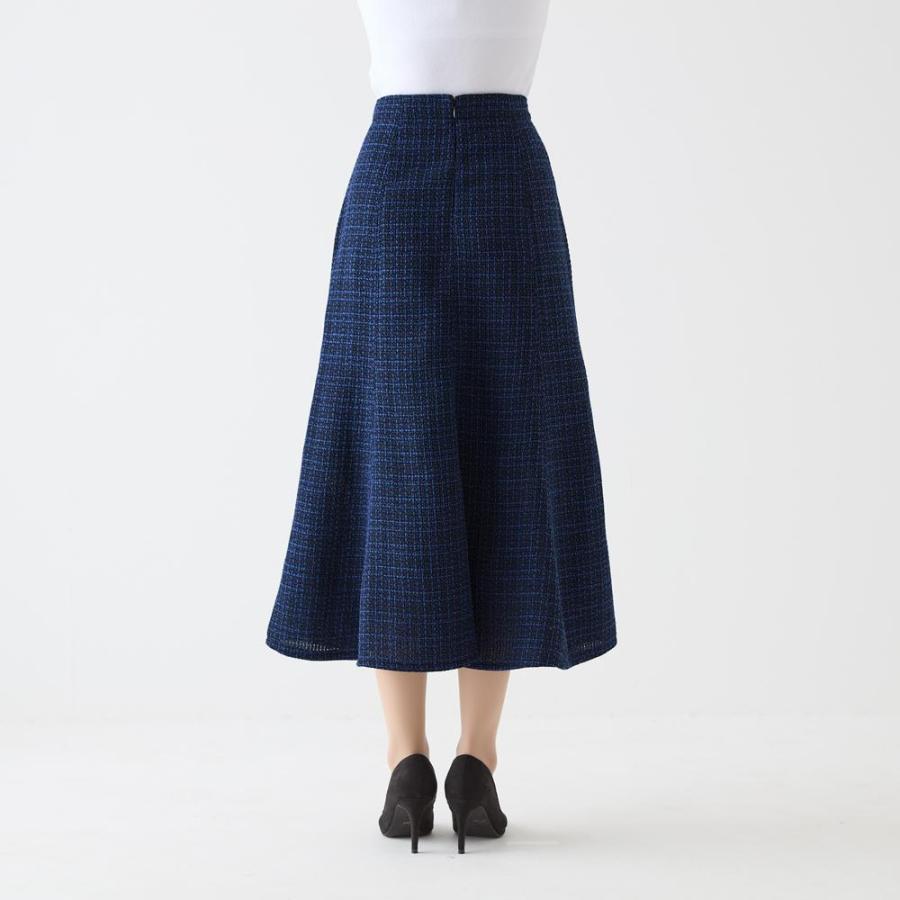 Tuche グンゼ 洗える ツイード フレア ロング スカート レディース 秋
