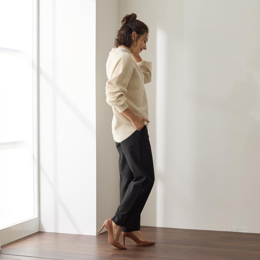 Tuche グンゼ 裏起毛 ストレートパンツ レディース ウエストゴム 秋 冬