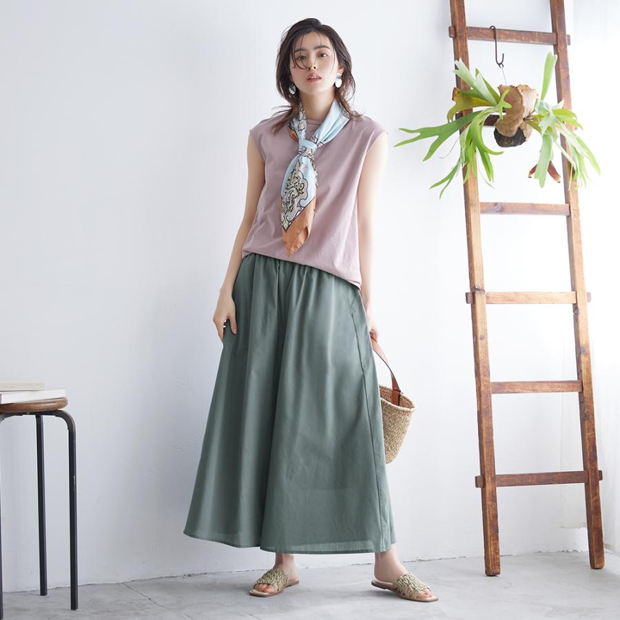 Tuche グンゼ ワイドパンツ レディース きれいめ 綿100％ コットン 40