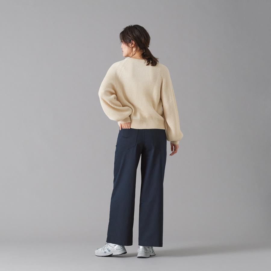 Tuche グンゼ 綿混 ワイドパンツ ボトムス レディース 美脚 脚長