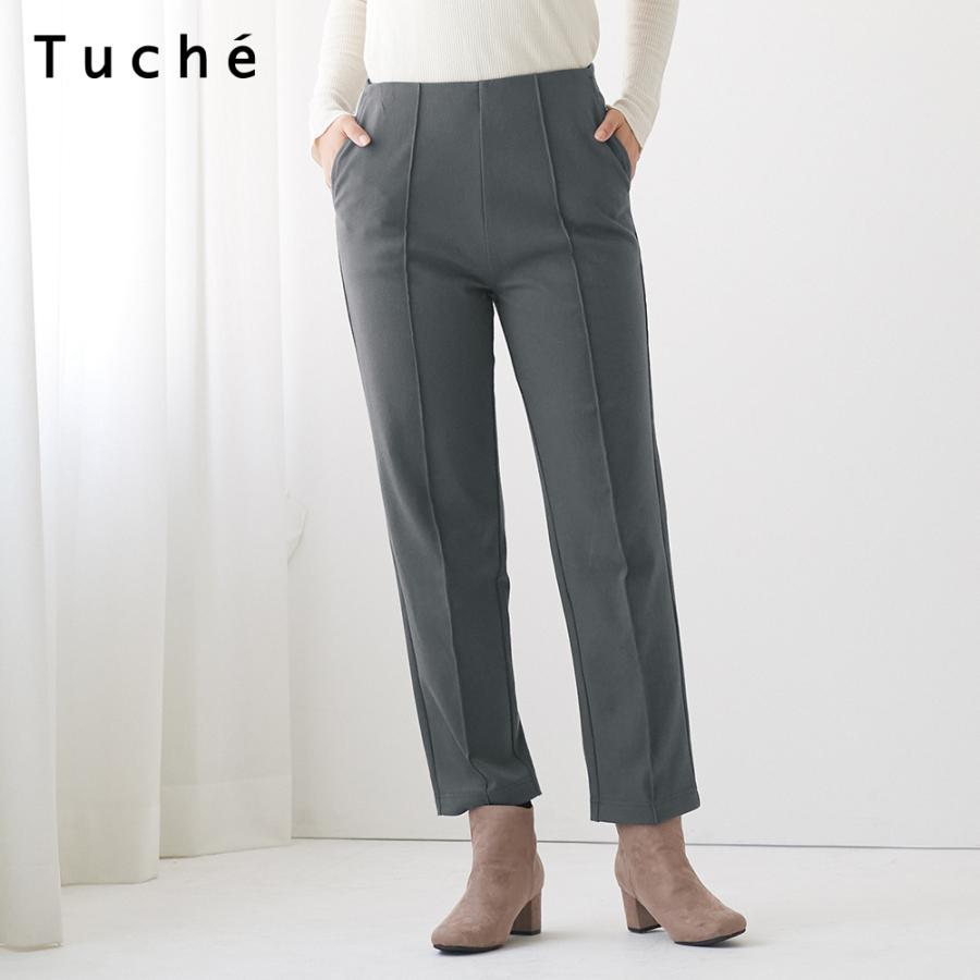 Tuche グンゼ 裏起毛 ウールライク テーパードパンツ 秋 冬 レディース