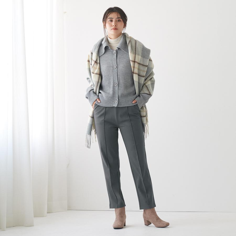 Tuche グンゼ 裏起毛 ウールライク テーパードパンツ 秋 冬 レディース