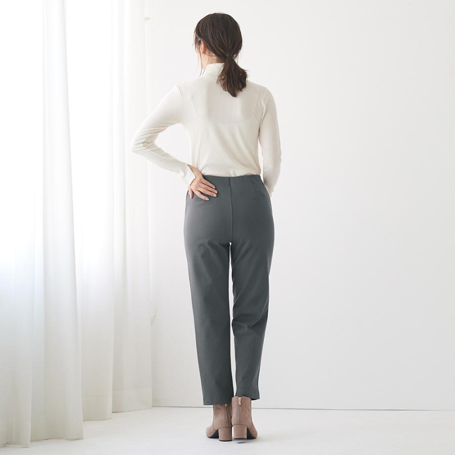【縮絨ウール アルパカ混】ヨーガンレール ニットテーパードパンツ ウエストゴム Tuche グンゼ 裏起毛 ウールライク テーパードパンツ 秋 冬 レディース