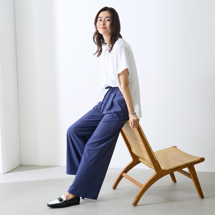 Tuche グンゼ パンツ ボトム レディース ワイド 前とじ 前ポケット