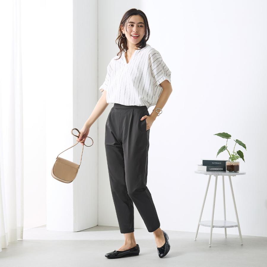 Tuche グンゼ レディース ストレッチパンツ テーパード 前とじ 前
